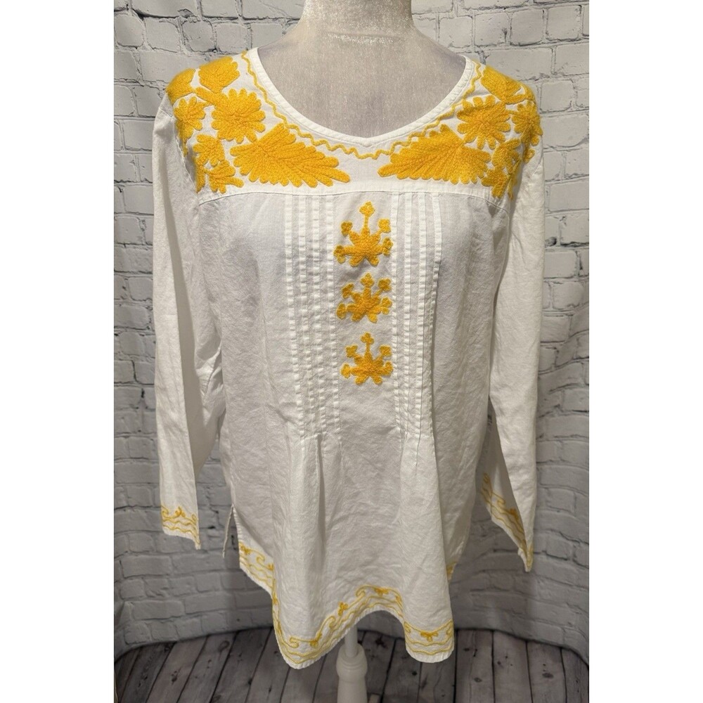 Chic Connection Woman Bohemian Peasant Tunic Top Blouse Embroidery Plus Size 1X